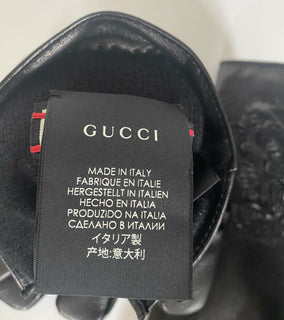Neu mit Etikett: 565 $ Gucci Herren-Leder-Tiger-Handschuhe, Schwarz, Größe 9, hergestellt in Italien 