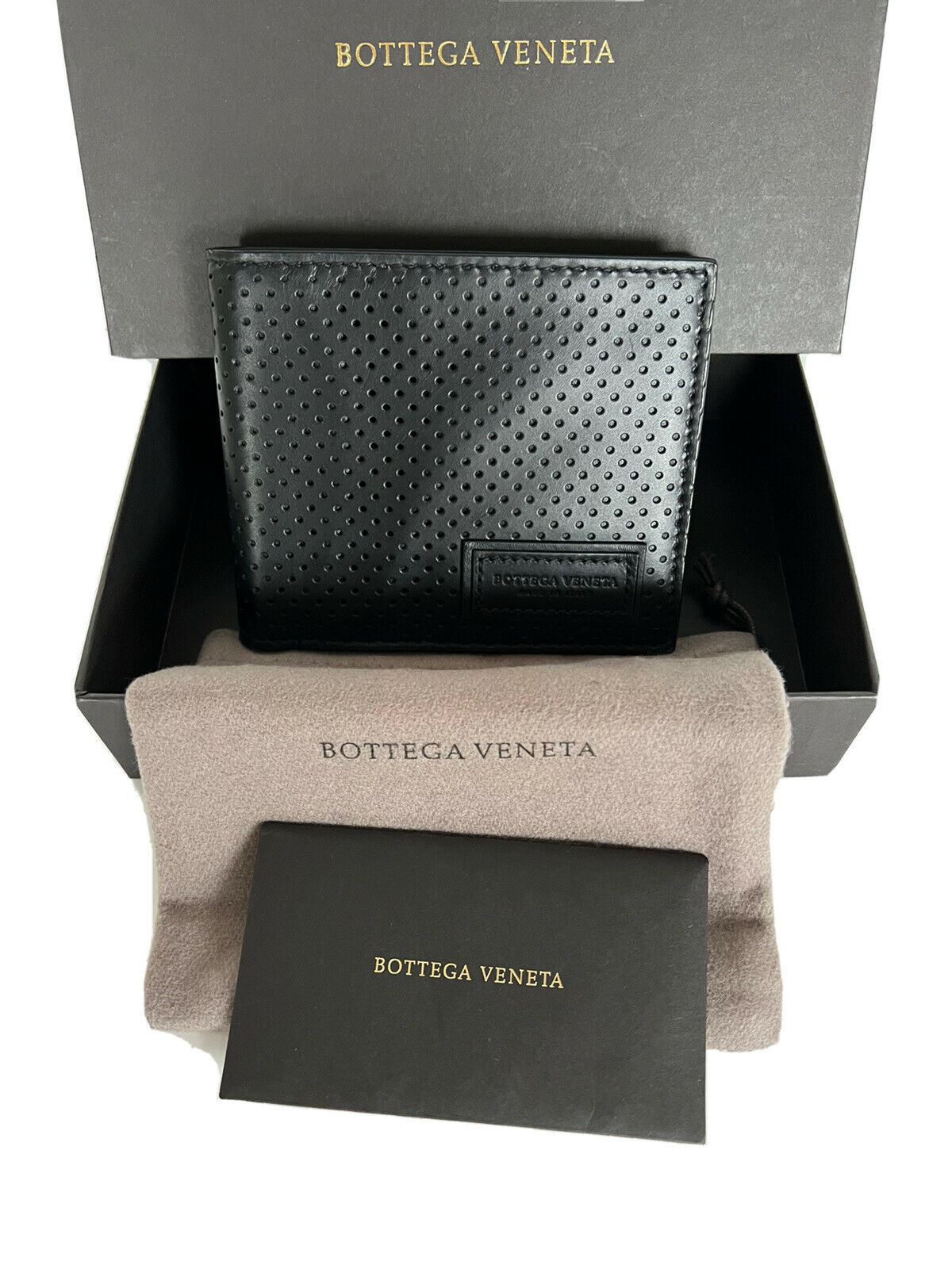Мужской кожаный кошелек Bifold Bottega Veneta, черный, 440 долларов США, черный 113993, сделано в Италии 