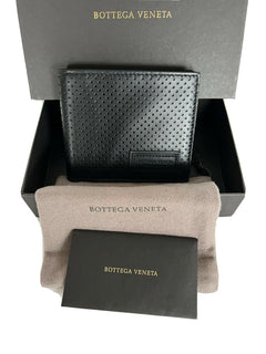 Neu mit Etikett: 440 $ Bottega Veneta Herren-Leder-Bifold-Geldbörse Schwarz 113993 Hergestellt in Italien 