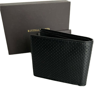 Neu mit Etikett: 440 $ Bottega Veneta Herren-Leder-Bifold-Geldbörse Schwarz 113993 Hergestellt in Italien 