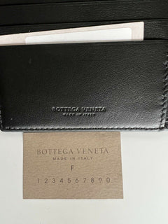 Neu mit Etikett: 460 $ Bottega Veneta BiFold-Geldbörse aus perforiertem Leder Schwarz/Blau 113993 Italien 