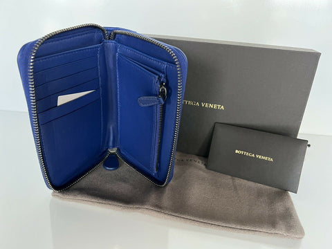NWT 710 долларов США Кошелек Bottega Veneta на молнии Napa Cobalt Blue 464850 Сделано в Италии 