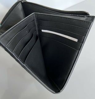 Neu mit Etikett: 940 $ Bottega Veneta Herren-Hülle aus gebürstetem Kalbsleder in Schwarz/Silber 506323 