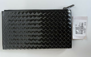 Neu mit Etikett: 940 $ Bottega Veneta Herren-Hülle aus gebürstetem Kalbsleder in Schwarz/Silber 506323 