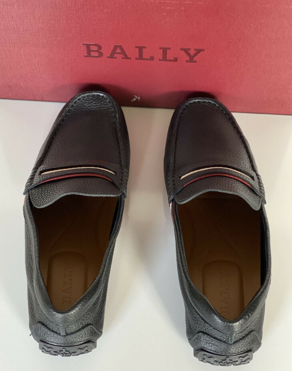 NIB Bally Herren-Fahrerschuhe aus genarbtem Rindsleder, Schwarz, 9,5 D, US 6228298, Italien 