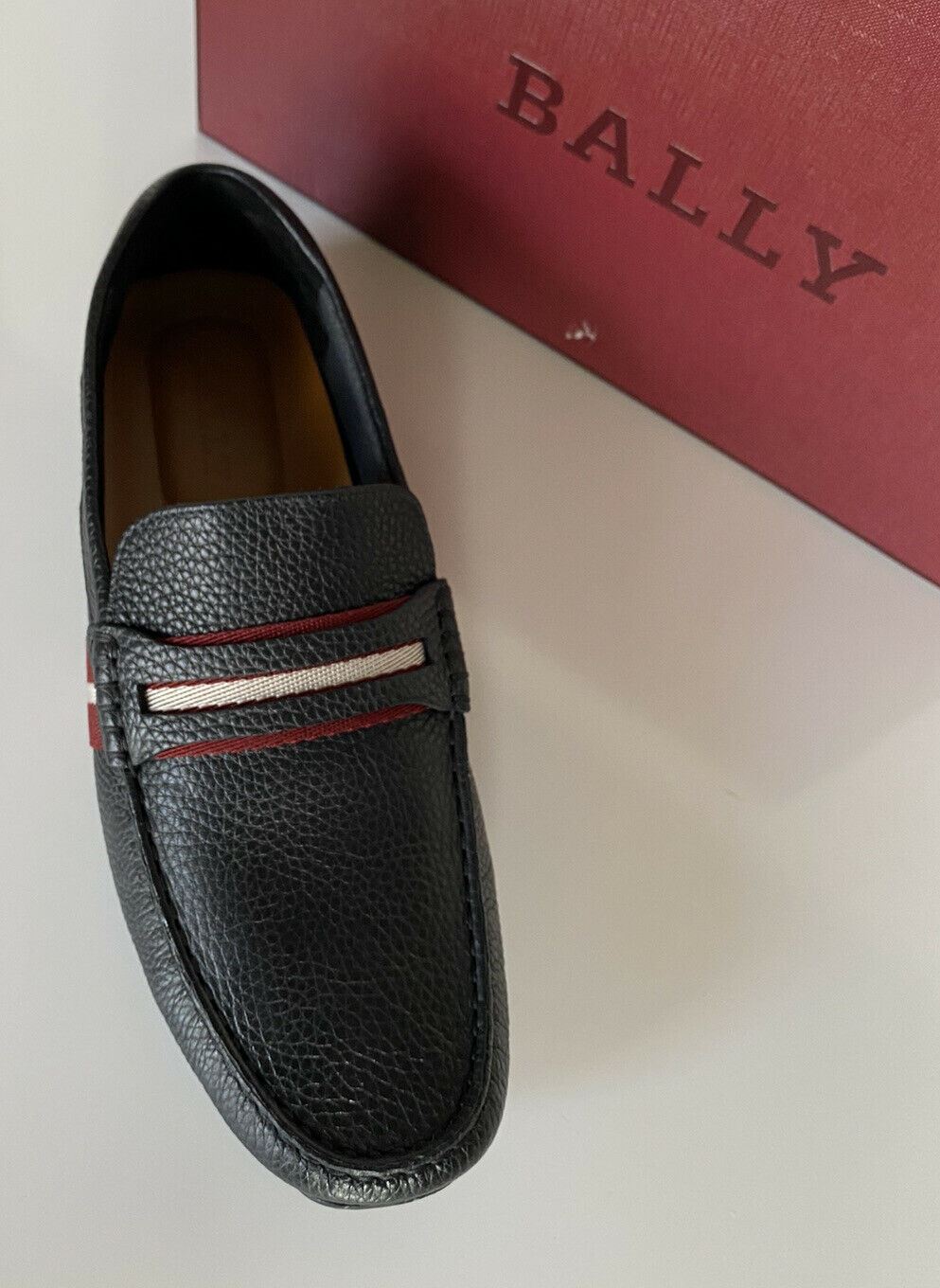 NIB Bally Herren-Fahrerschuhe aus genarbtem Rindsleder, Schwarz, 9,5 D, US 6228298, Italien 