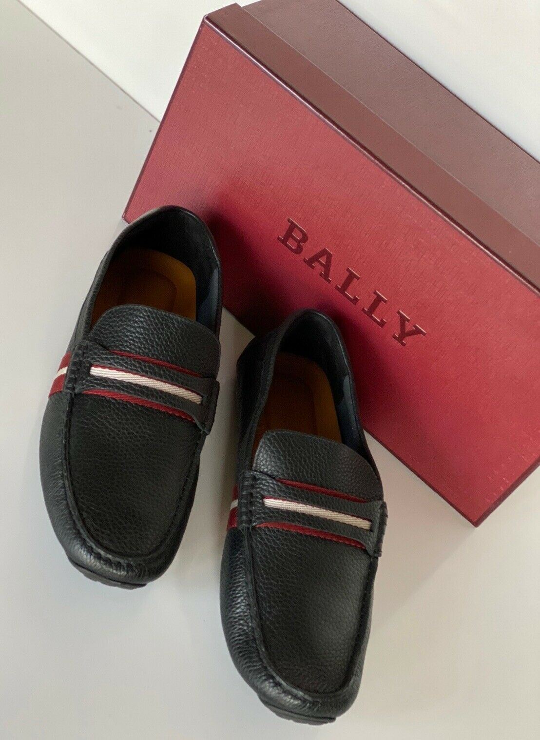 NIB Bally Mens Bovine Grained Leather Driver Shoes Black 12 D US 6228298 Italy