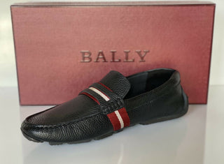 NIB Bally Mens Bovine Grained Leather Driver Shoes Black 12 D US 6228298 Italy