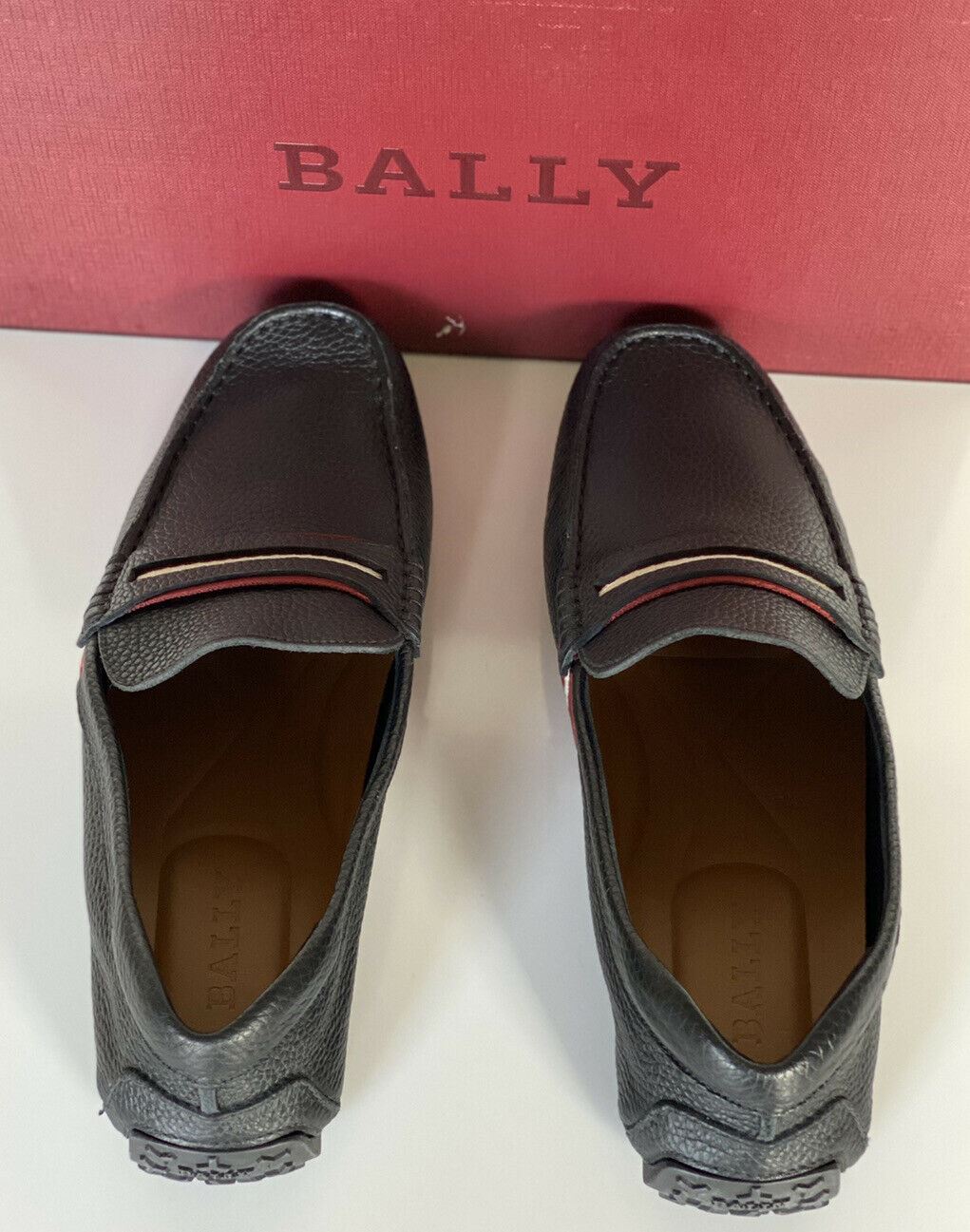 NIB Bally Mens Bovine Grained Leather Driver Shoes Black 12 D US 6228298 Italy