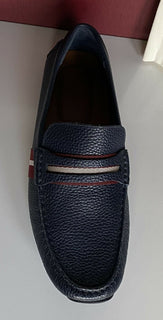 NIB Bally Herren-Fahrerschuhe aus genarbtem Rindsleder, Blau, 10 US 6228300, Italien 