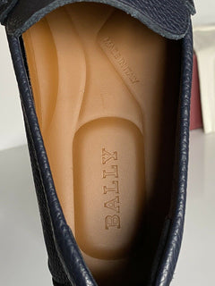 NIB Bally Herren-Fahrerschuhe aus genarbtem Rindsleder, Blau, 10,5 US 6228300, Italien 