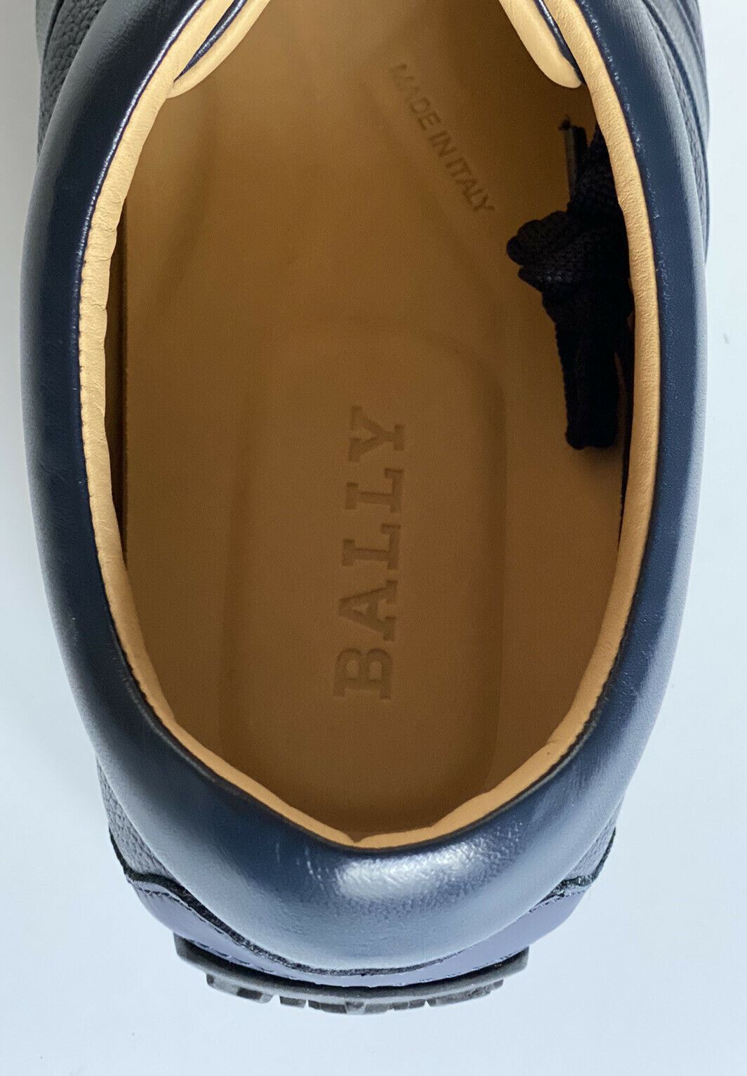 NIB Bally Primer Mens Bovine Embossed Leather Sneakers Blue 10 US 6234863 Italy