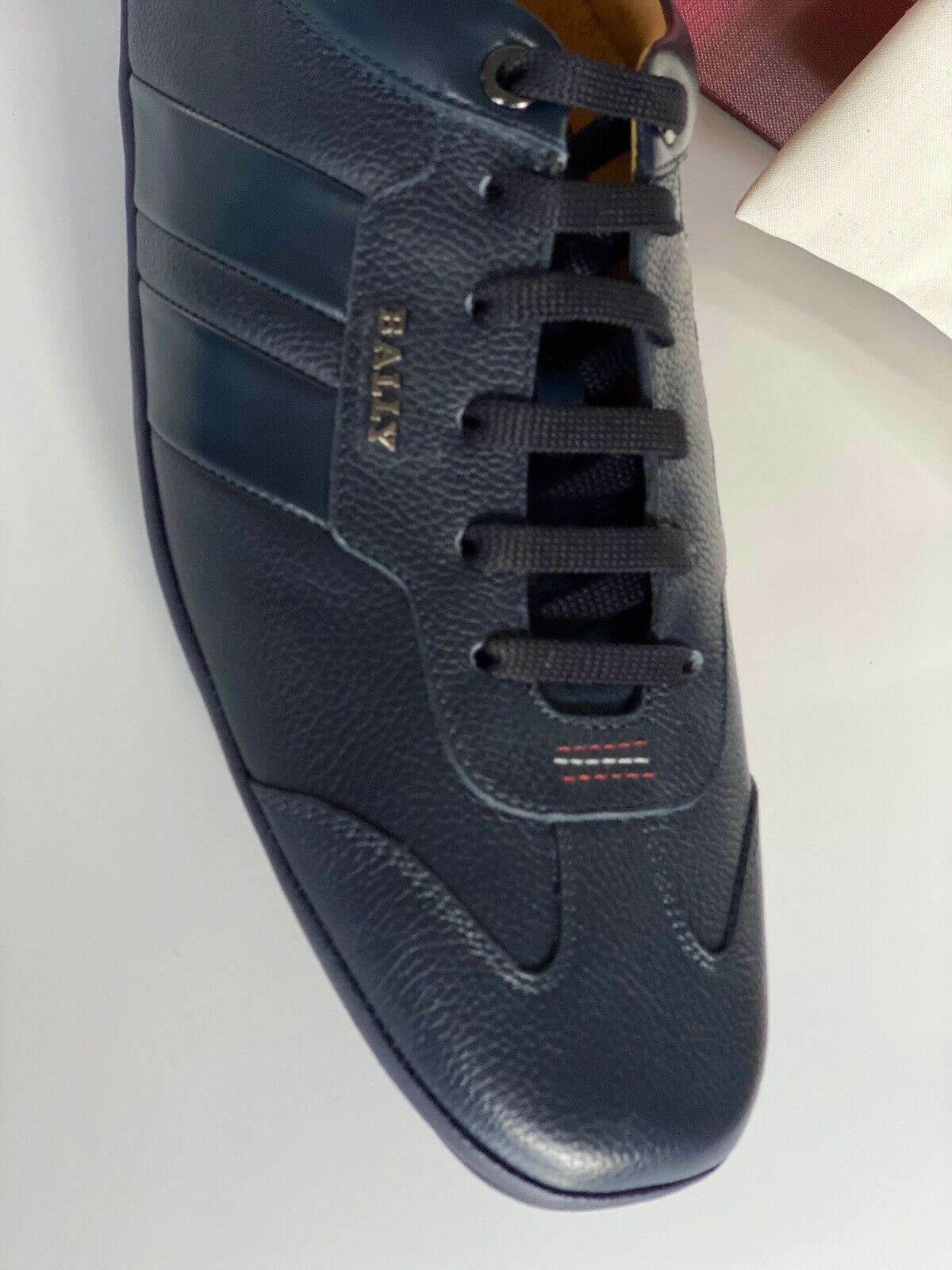 NIB Bally Primer Mens Bovine Embossed Leather Sneakers Blue 10 US 6234863 Italy
