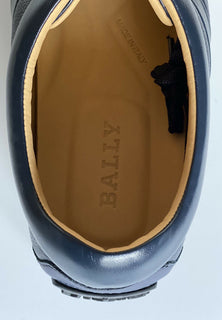 NIB Bally Primer Herren-Turnschuhe aus Rindsleder mit Prägung, Blau, 11 US 6234863, Italien 