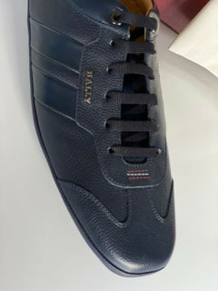 NIB Bally Primer Herren-Turnschuhe aus Rindsleder mit Prägung, Blau, 11 US 6234863, Italien 