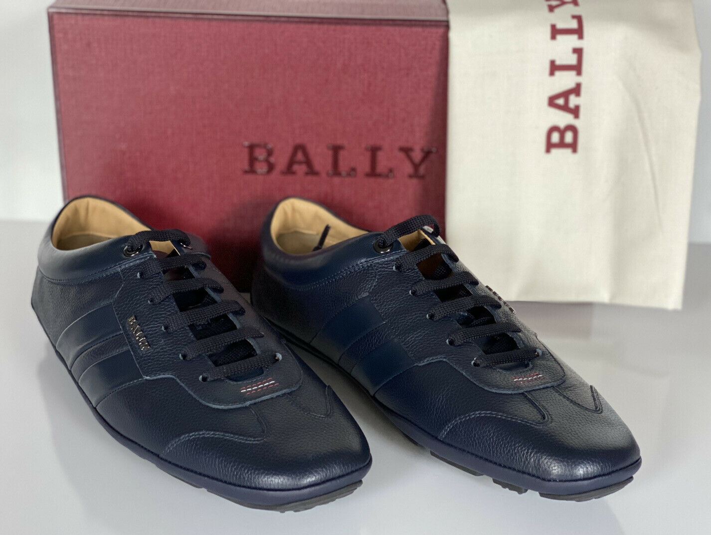 NIB Bally Primer Mens Bovine Embossed Leather Sneakers Blue 13 US 6234863 Italy