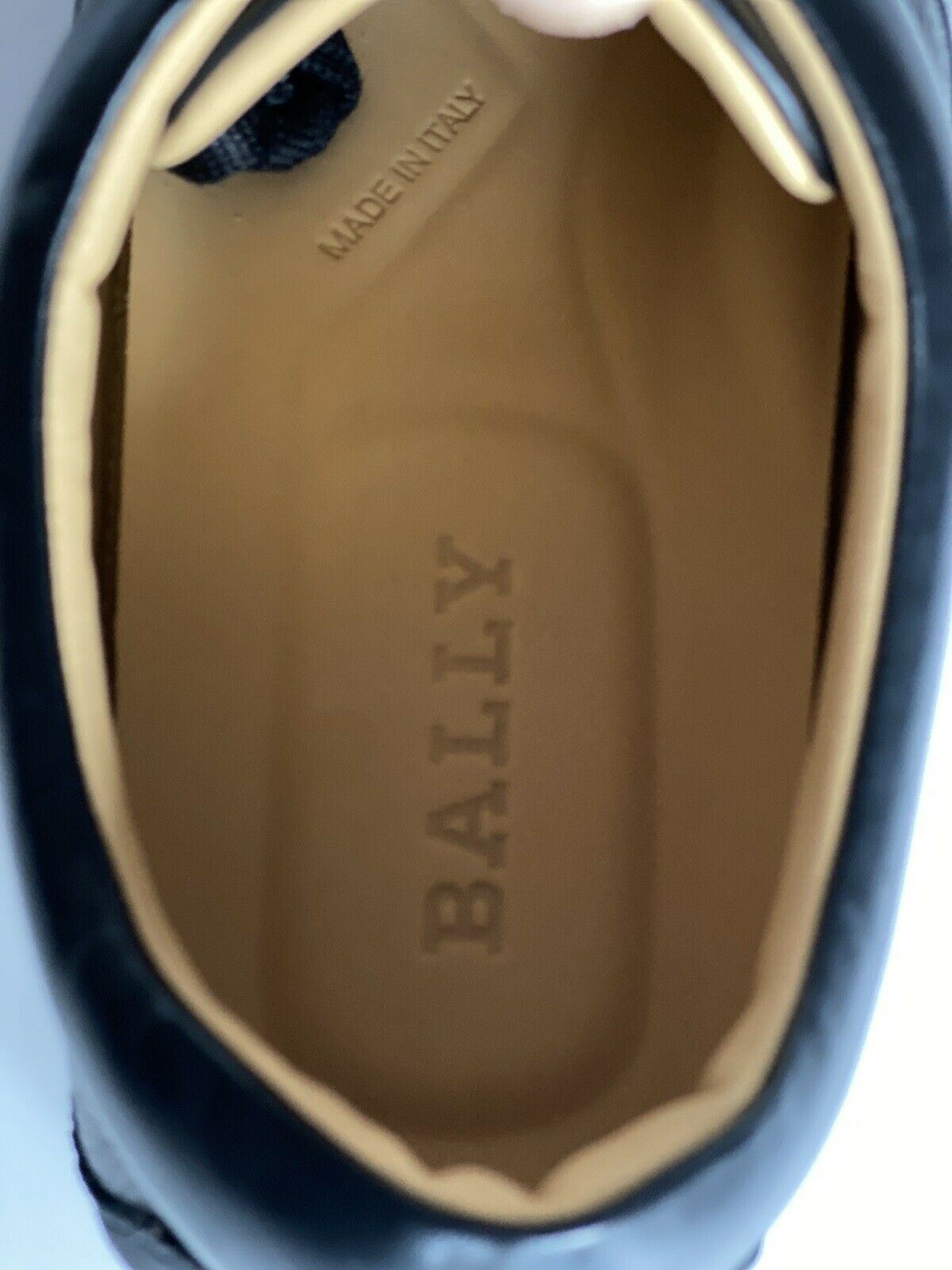 NIB Bally Primer Herren-Turnschuhe aus Rindsleder mit geprägtem Leder, Schwarz, 10 D, US 6234861, IT 