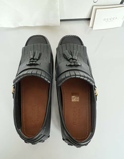 NIB Gucci Herren-Fahrerschuhe aus weichem Clove-Kalbsleder, Schwarz, 9,5 US/8,5 UK, 624699 
