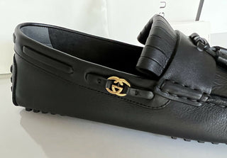 NIB Gucci Herren-Fahrerschuhe aus weichem Clove-Kalbsleder, Schwarz, 9,5 US/8,5 UK, 624699 