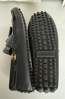 NIB Gucci Herren-Fahrerschuhe aus weichem Clove-Kalbsleder, Schwarz, 9,5 US/8,5 UK, 624699 