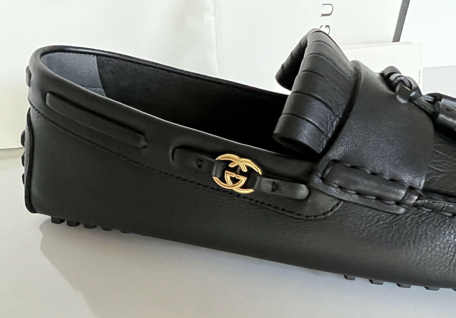 NIB Gucci Herren-Fahrerschuhe aus weichem Clove-Kalbsleder, Schwarz, 10 US/9 UK, 624699 