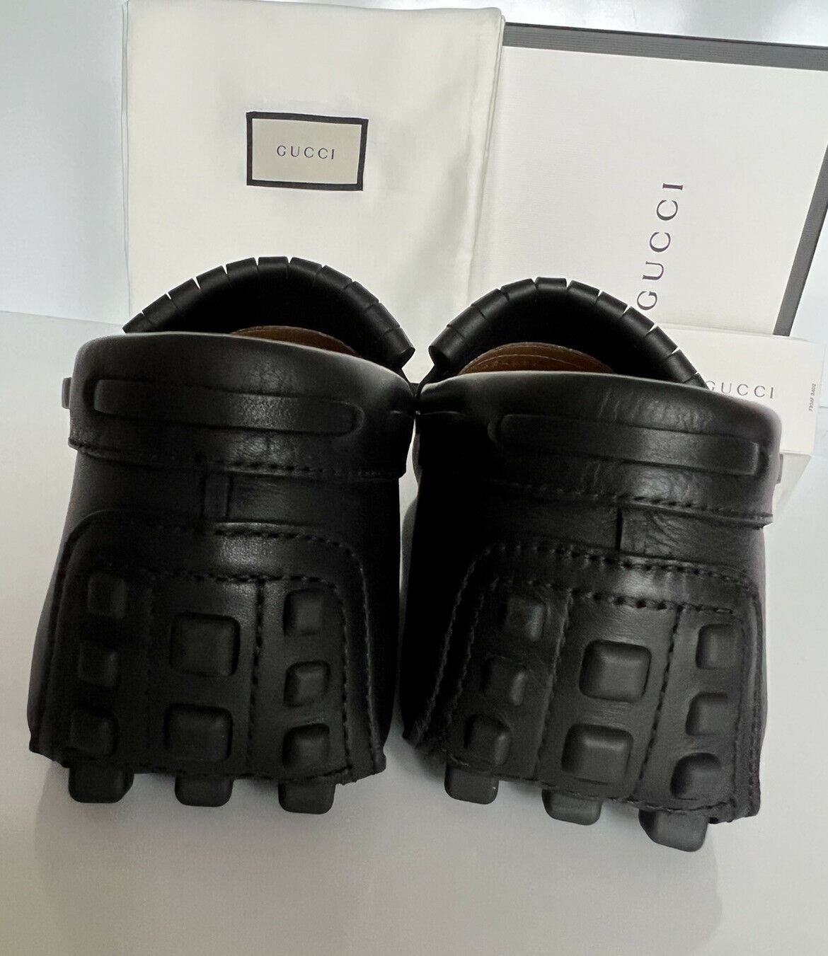 NIB Gucci Herren-Fahrerschuhe aus weichem Clove-Kalbsleder, Schwarz, 10 US/9 UK, 624699 