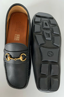 NIB Gucci Herren Hebron Horsebit Leder Fahrerschuhe Schwarz 8 US/ 7 UK 548604 IT 