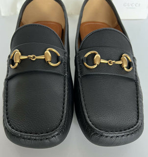NIB Gucci Herren Hebron Horsebit Leder Fahrerschuhe Schwarz 8,5 US /7,5 UK 548604 