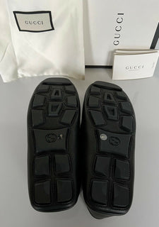 NIB Gucci Herren Hebron Horsebit Leder Fahrerschuhe Schwarz 8,5 US /7,5 UK 548604 