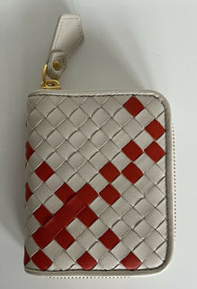 Neu mit Etikett: 470 $ Bottega Veneta Reißverschluss-Leder-Geldbörse Münzbörse Mist/Poppy 566512 Italien 