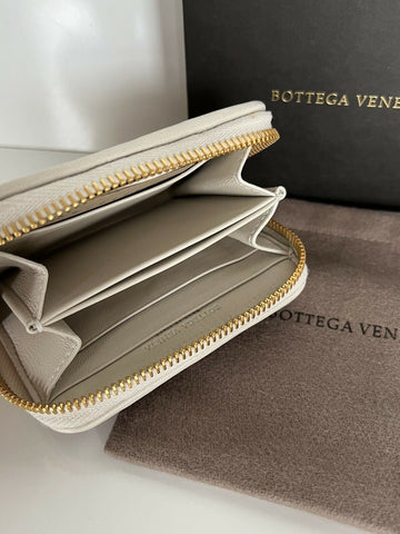 NWT $470 Bottega Veneta Кожаный кошелек на молнии Кошелек для монет Mist/Poppy 566512 Италия 