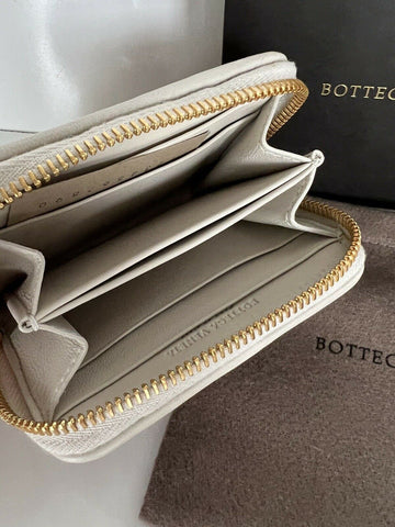 NWT $470 Bottega Veneta Кожаный кошелек на молнии Кошелек для монет Mist/Poppy 566512 Италия 