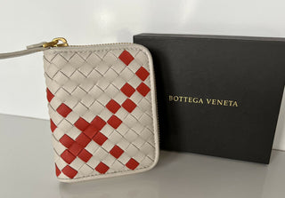 Neu mit Etikett: 470 $ Bottega Veneta Reißverschluss-Leder-Geldbörse Münzbörse Mist/Poppy 566512 Italien 