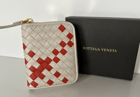 NWT $470 Bottega Veneta Кожаный кошелек на молнии Кошелек для монет Mist/Poppy 566512 Италия 