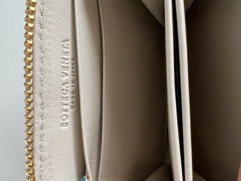 NWT $470 Bottega Veneta Кожаный кошелек на молнии Кошелек для монет Mist/Poppy 566512 Италия 