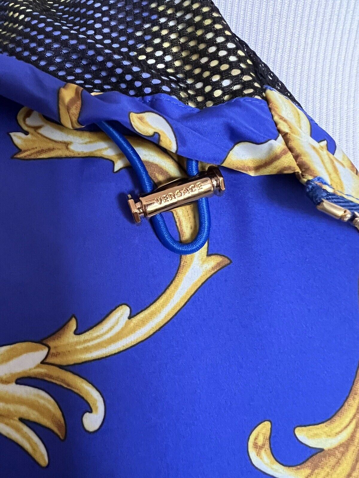 NWT $1100 Versace Men's Barocco Intante Hooded Jacket Windbreaker  Blue 50 US