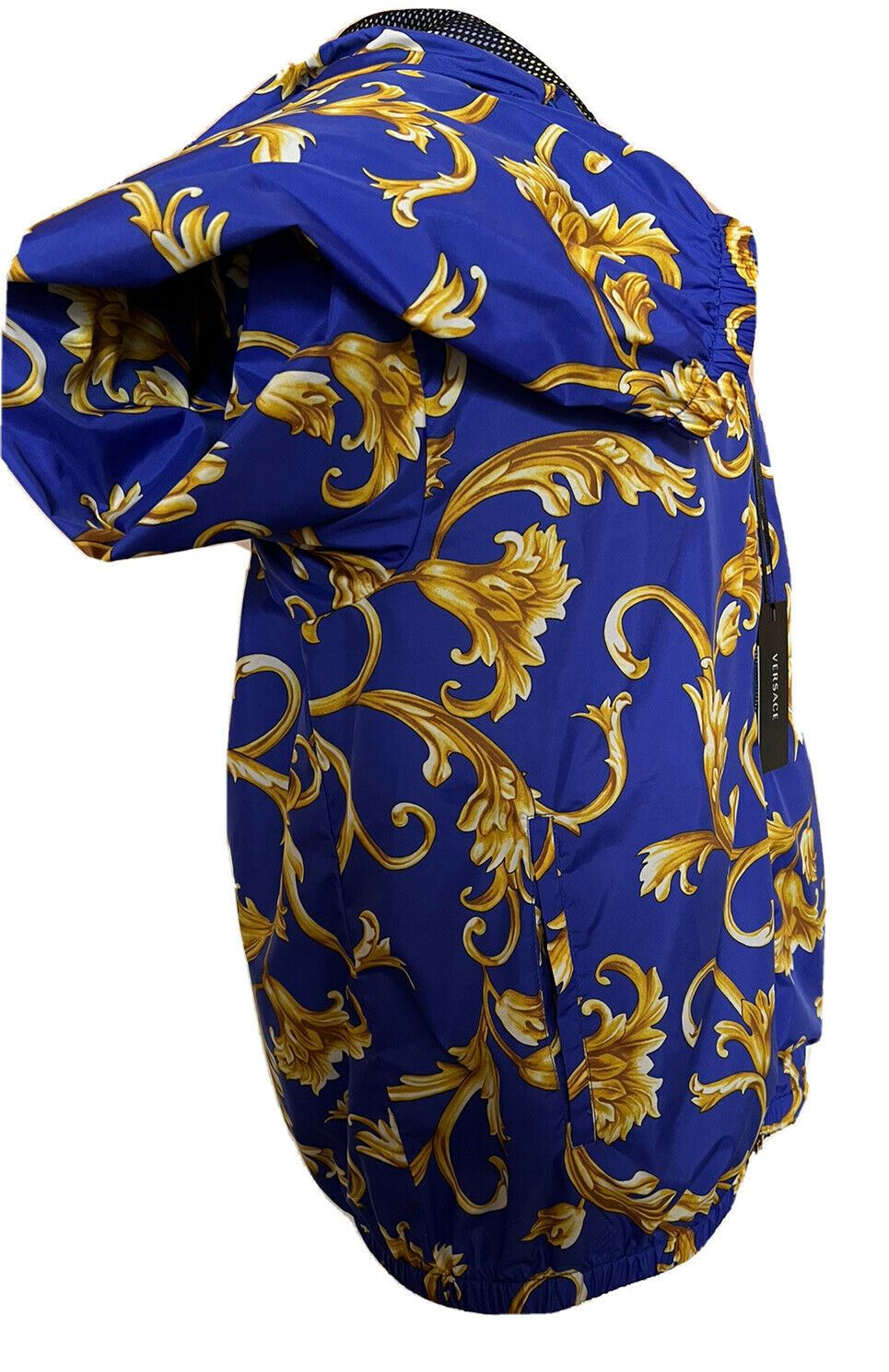 СЗТ $1100 Versace Мужская куртка с капюшоном Barocco Intante Ветровка Синяя 54 США 