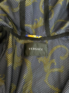 NWT $1100 Versace Men's Barocco Intante Hooded Jacket Windbreaker Blue 54 US
