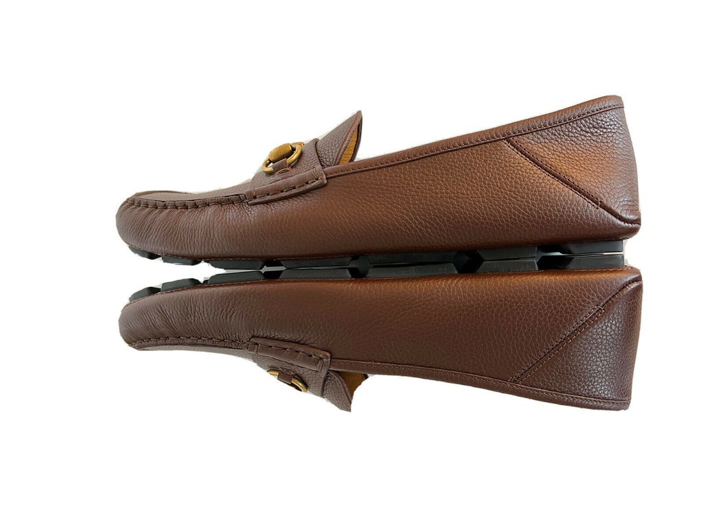 Мужские кожаные туфли для вождения NIB Gucci Hebron Horsebit коричневые 8 US/ 7 UK 548604 IT 