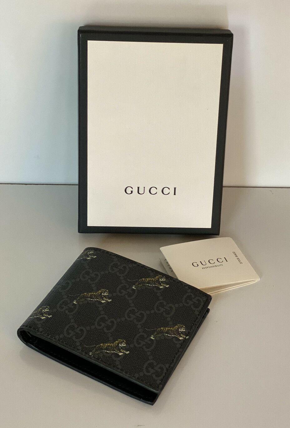 NWT Gucci GG Lion Lozenge Bifold Wallet 597625 Made in Italy