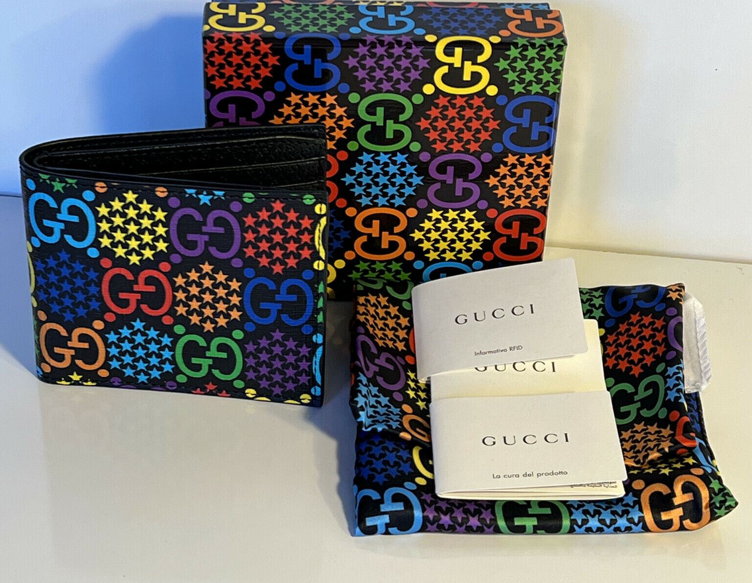 Neu mit Etikett: Gucci GG Psychedelic Bifold Wallet Made in Italy 601089 