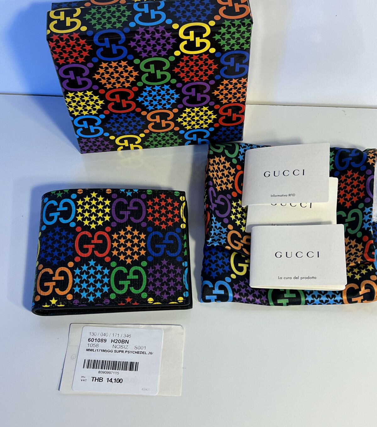 NWT Gucci GG Psychedelic Bifold Wallet Made in Italy 601089