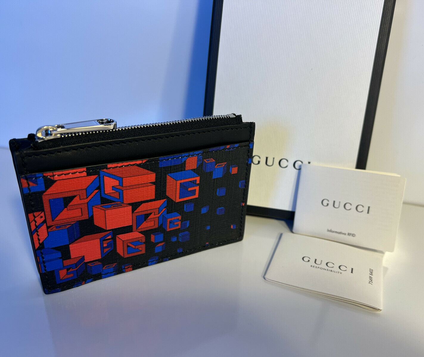 NWT Gucci G Space Macro Zip Coin Wallet Made in Italy 628471