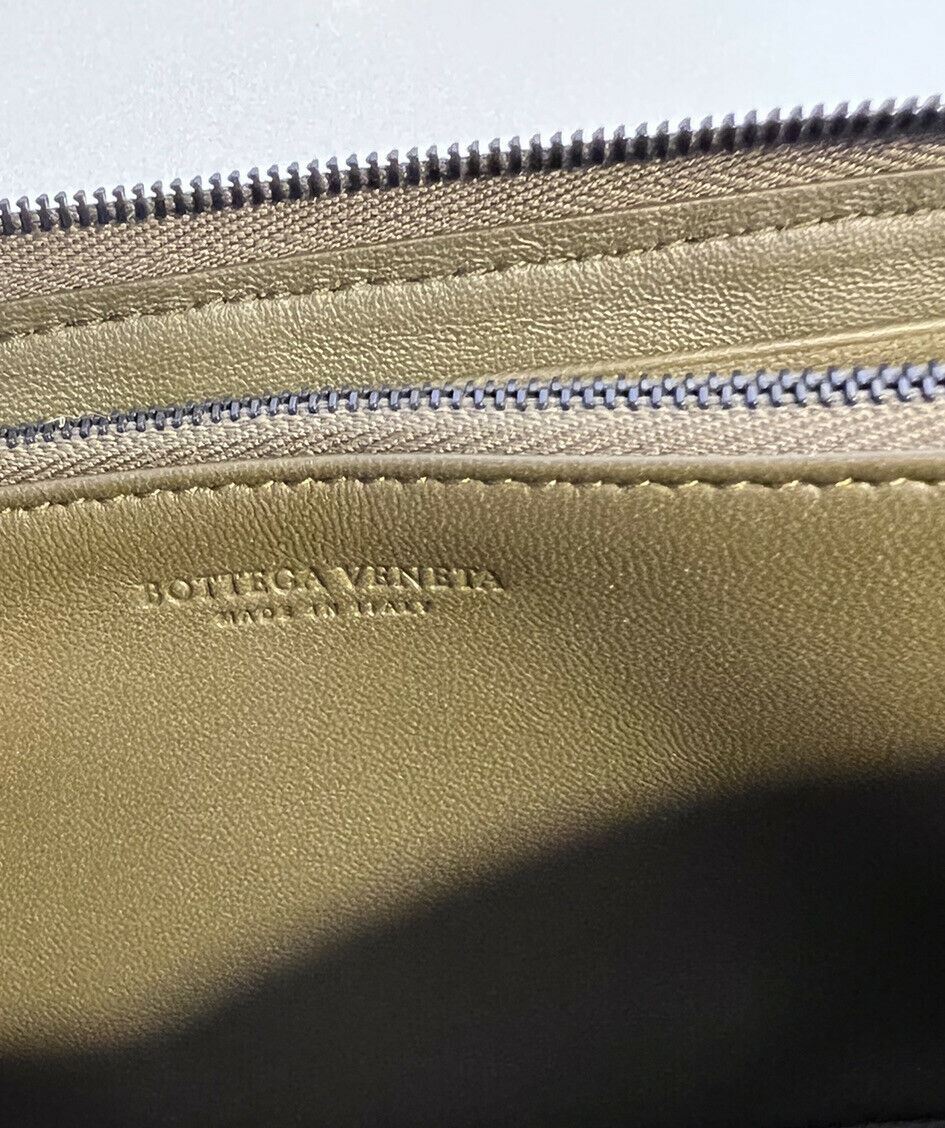 NWT $860 Bottega Veneta Zipper Napa Leather Wallet Mustard/Black Italy 566750
