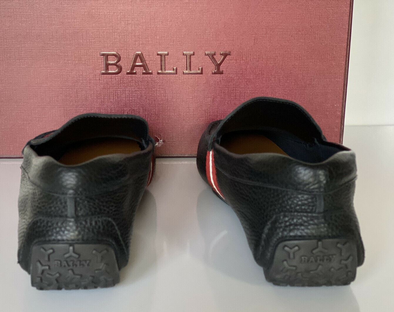 NIB Bally Mens Bovine Grained Leather Driver Shoes Black 8.5 D US 6228298 Italy