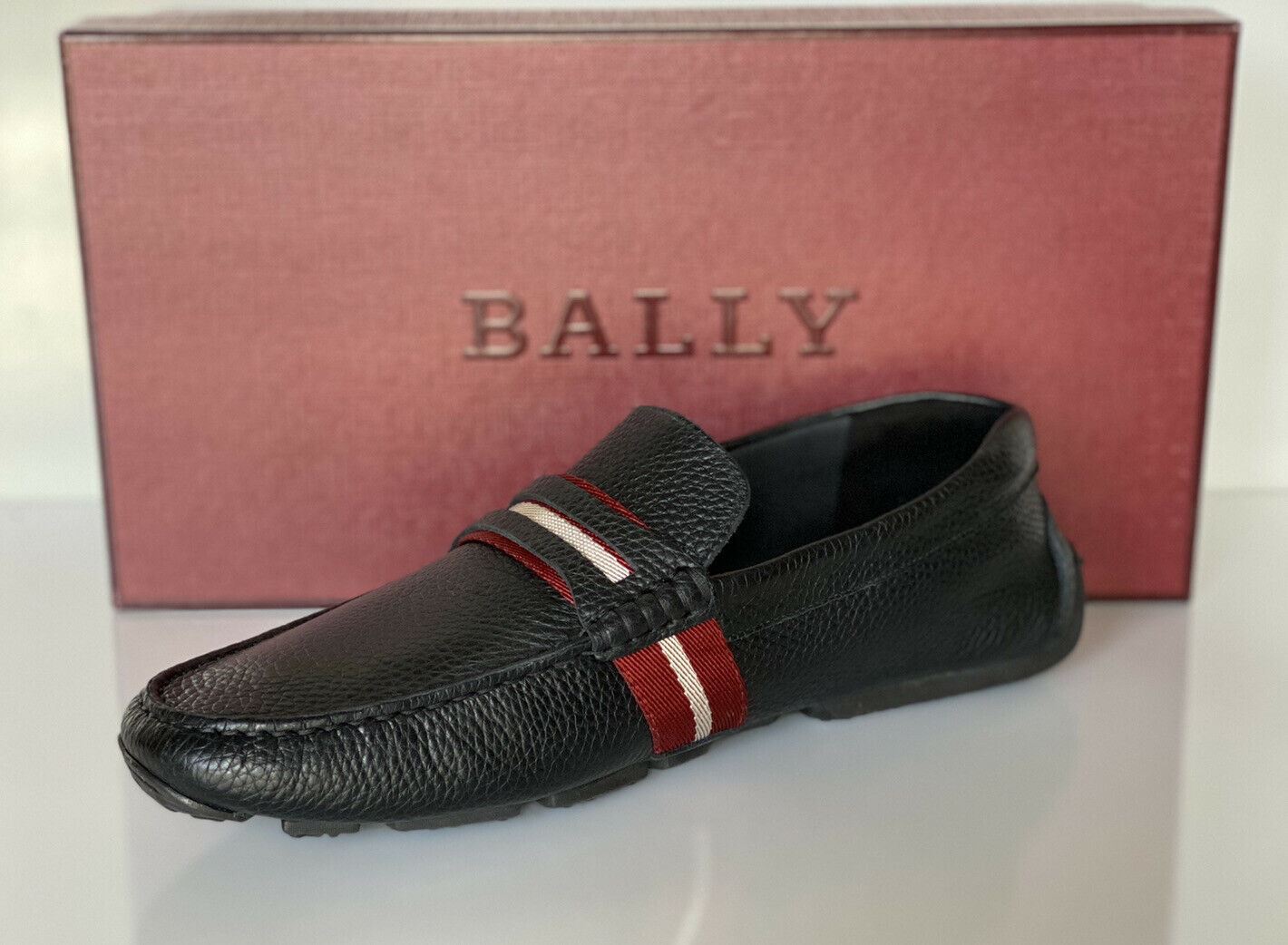 NIB Bally Mens Bovine Grained Leather Driver Shoes Black 8.5 EEE US 6228298 IT