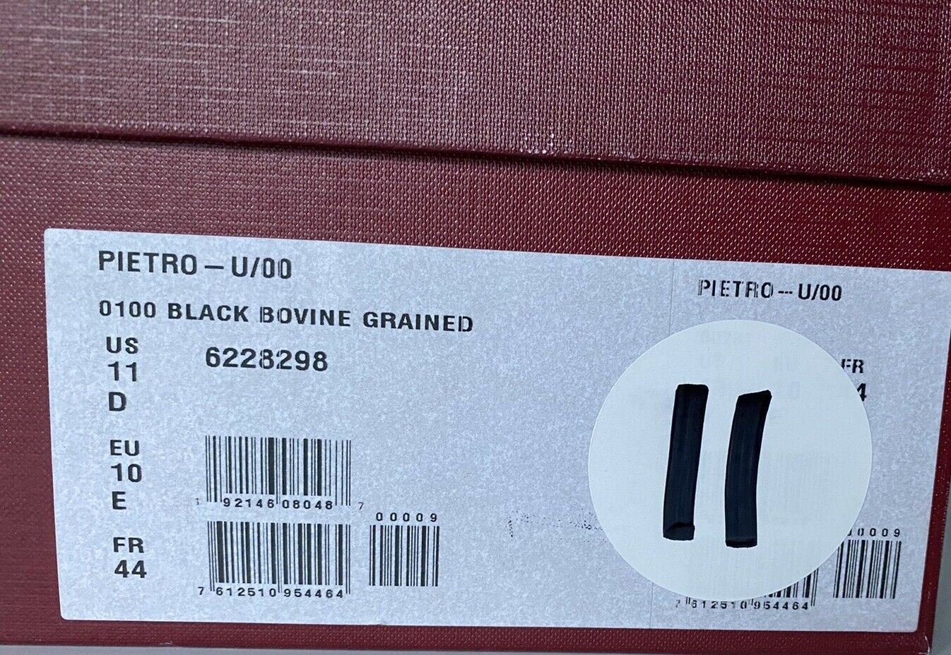 Мужские туфли из зерненой бычьей кожи NIB Bally, черные 11 D, США, 6228298, Италия 