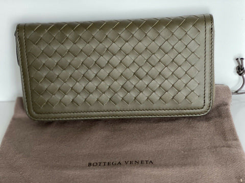NWT $830 Bottega Veneta Intrecciato Zipper Napa Leather Wallet Mustard 551792 IT