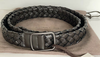 NWT $880 Bottega Veneta Intrecciato Cabat Nappa Leather Espresso Belt IT 451564