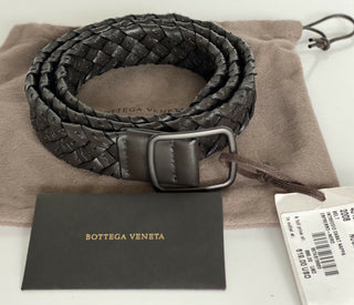 NWT $880 Bottega Veneta Intrecciato Cabat Nappa Leather Espresso Belt IT 451564
